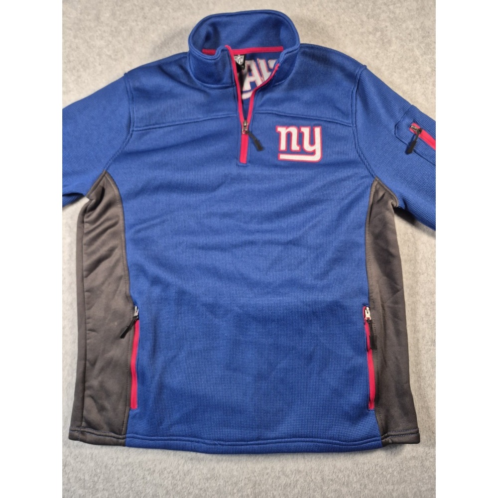 Ultra Game New York Giants Quarter Zip Fleece Pullover Sweatshirt Mens Size L